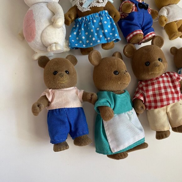 Flocked Bears Lot Collectible Brown Bears Family Toys - Picture 5 of 6